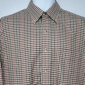 Mens Camel Mini Check Long Sleeve Cotton Shirt